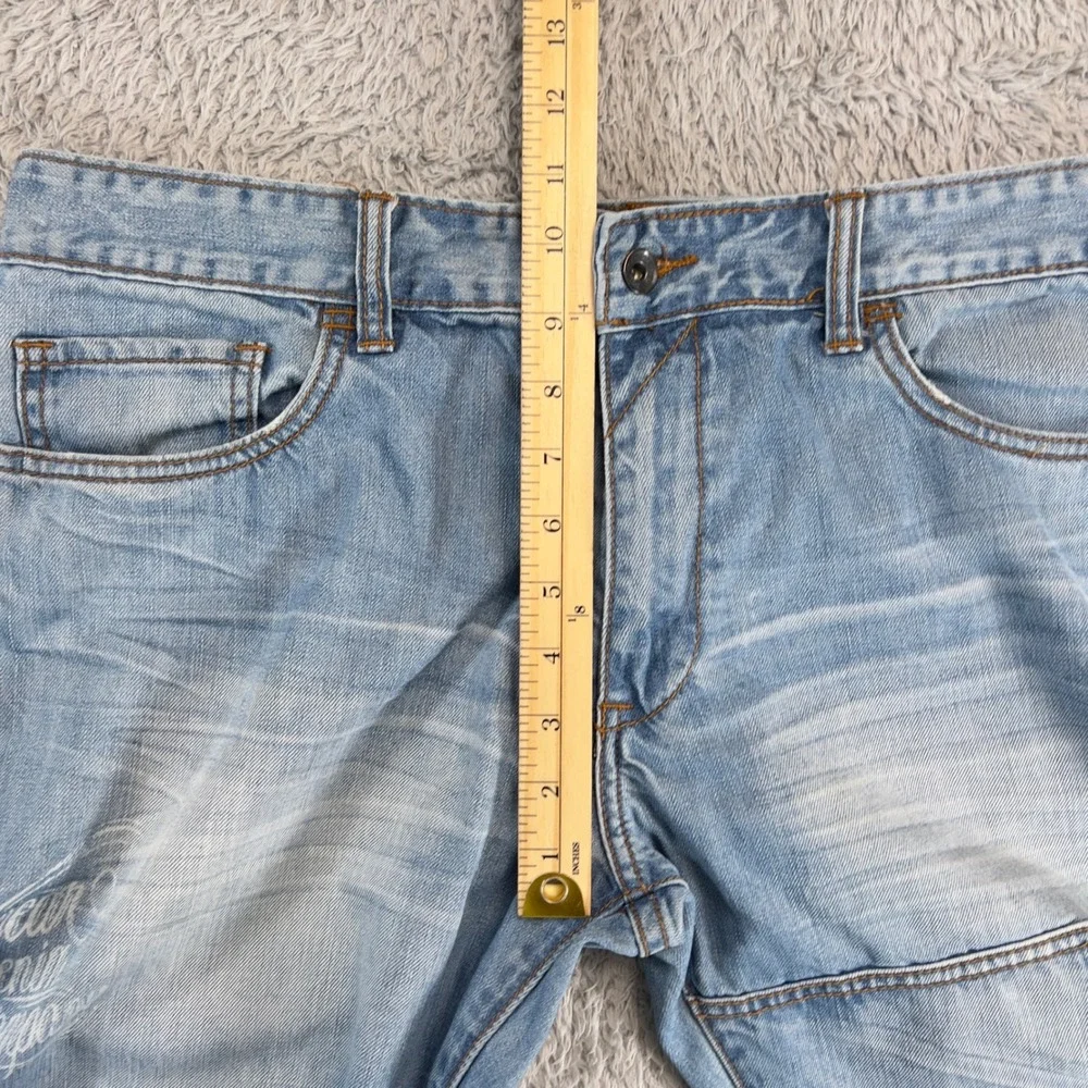Rocawear Jeans Mens 36 Y2K Baggy Straight Cargo Flap Pocket Light Wash Skater